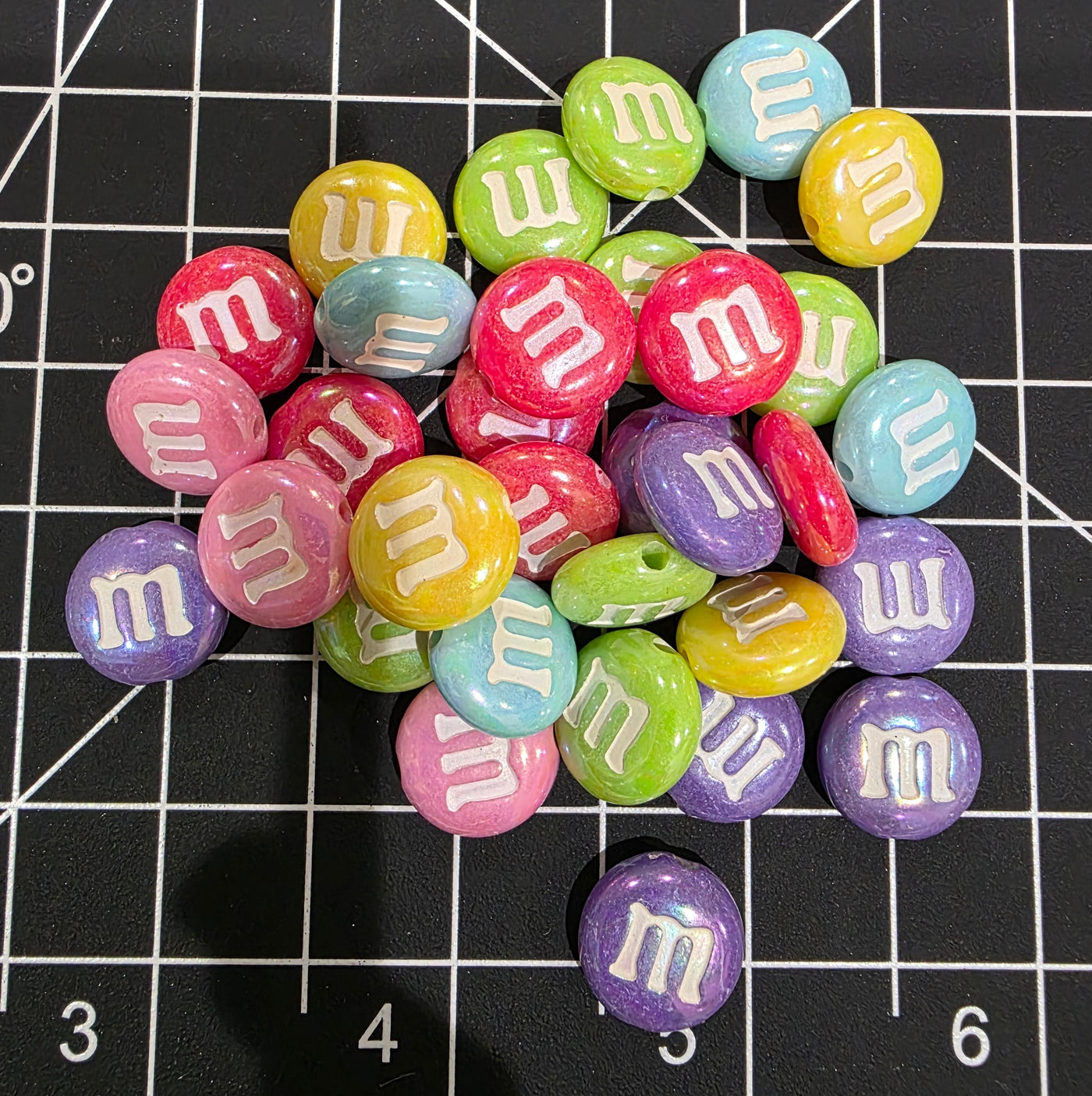 Pastel M&M Candy Beads with AB coating