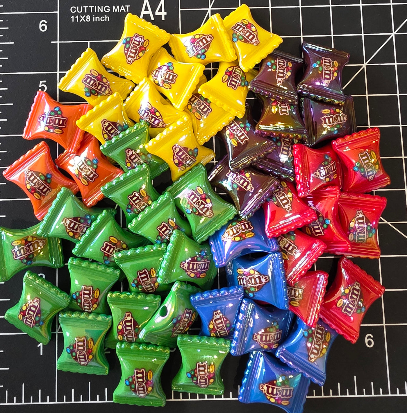 M&M Acrylic Bead Mix with AB Coating- 6pcs