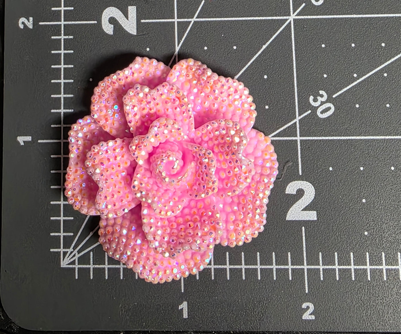 Big Rhinestone Rose Charm