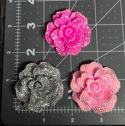 Big Rhinestone Rose Charm