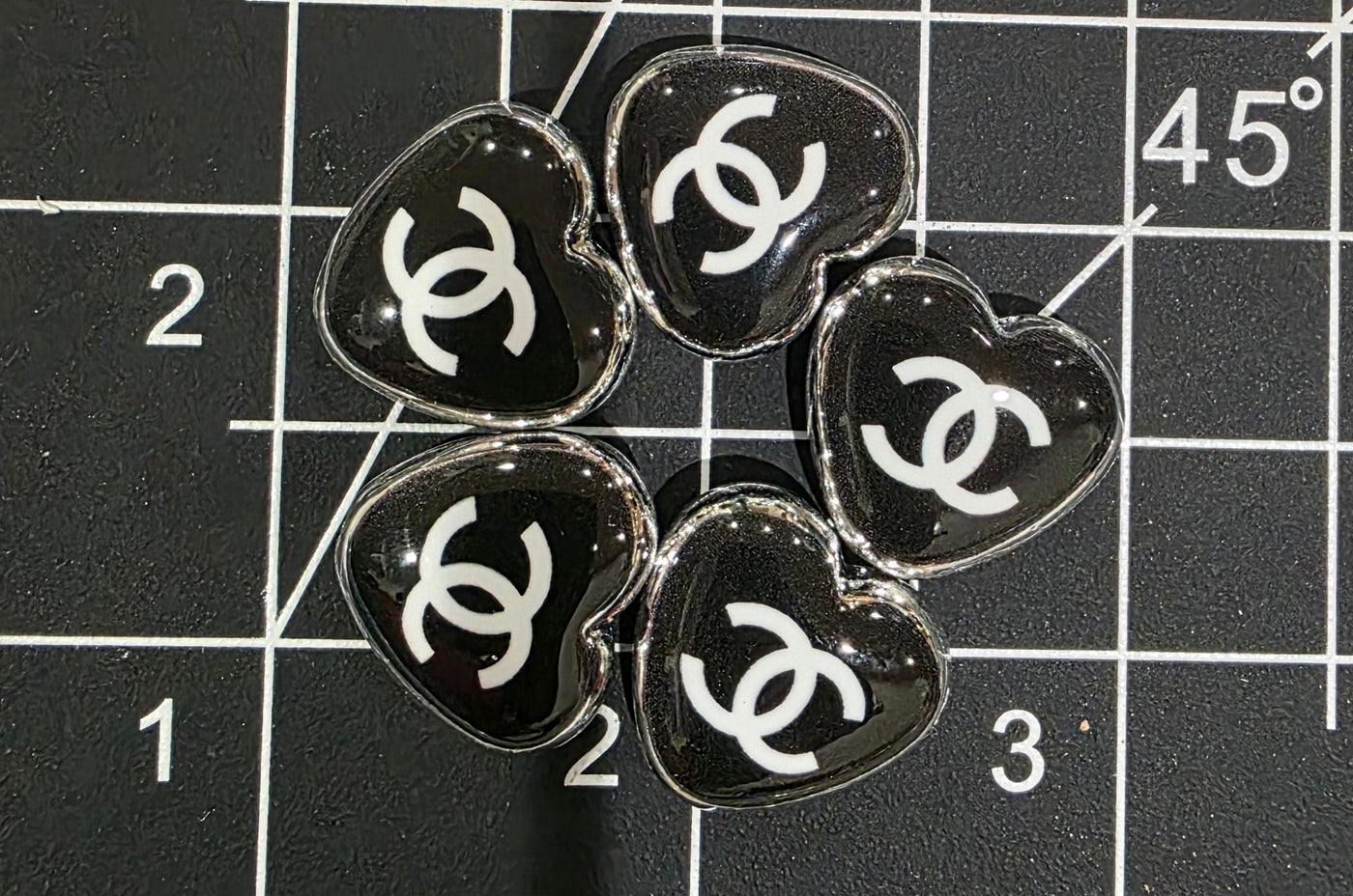 Chanel Inspired Heart Shaped Beads- 5pcs