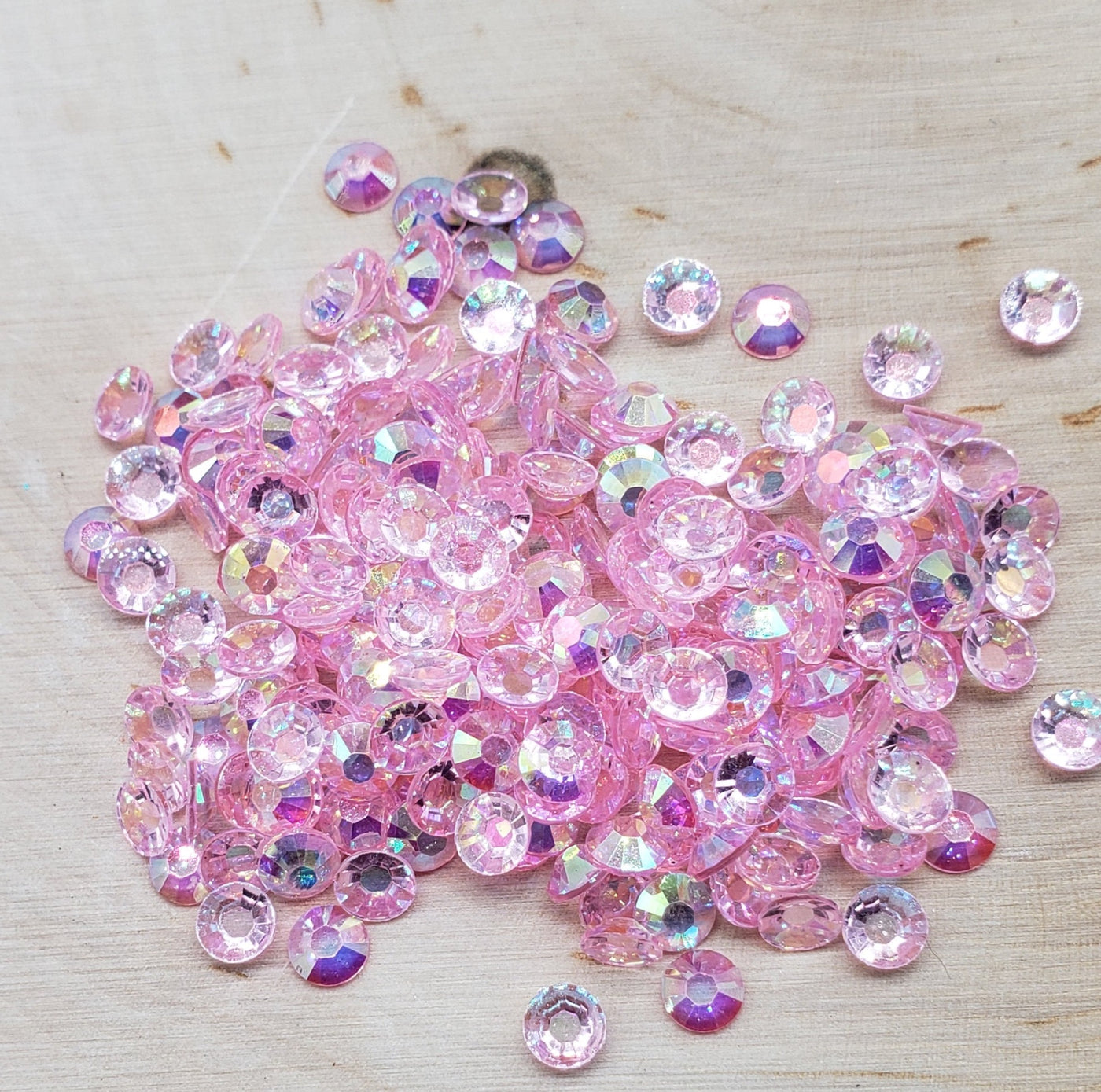 LT Pink AB Transparent Jelly Resin Round Flat Back Loose Rhinestones - Charmed By TJ