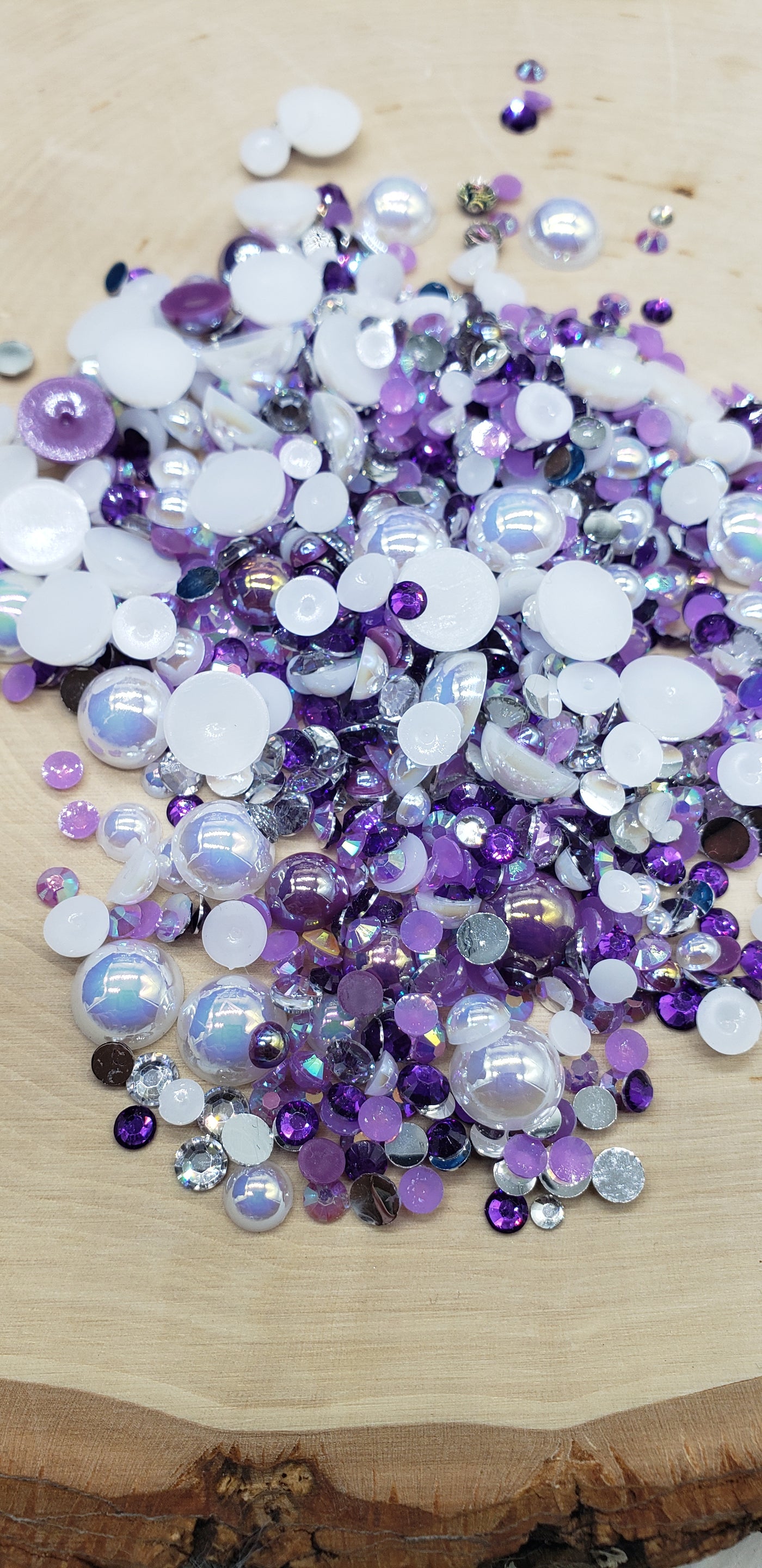 Limited Pearl Mix- Purple and White (Lupus Awareness), Pearls and Resin Rhinestones